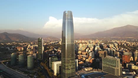 Aerial-shot-of-Costanera-Tower-in-Santiago-de-Chile,-uhd-4k