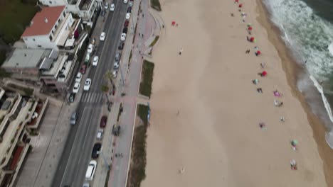 Reñaca-beach-in-Viña-del-mar,-Chile,-uhd-4k-aerial