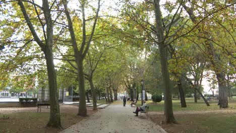 Alte-Menschen-Entspannen-Sich-An-Einem-Herbstmorgen-Im-Park