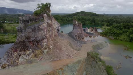 Close-shot-on-stone-quarry-with-mountain-view-in-Thailand