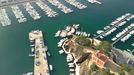 Drone-aerial-images-of-the-port-of-Sant-Feliu-de-Guíxols-in-the-Costa-Brava-de-Gerona-port-deportivo