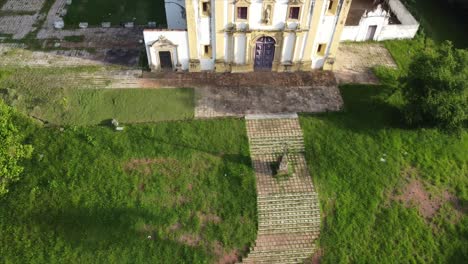 Historic-Brazilian-town-Olinda-Aerial-Church-View-into-Ocean-and-City-of-Recife-Recife,-Brazil-by-Drone-4k-Aerial-Nature-+-Travel