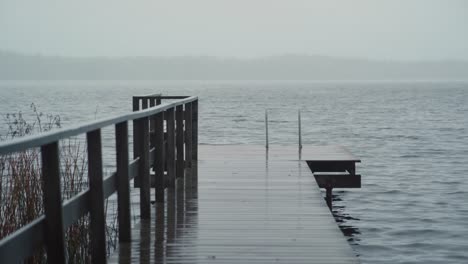 Empty-pier-by-the-lake-on-a-cold-and-rainy-day