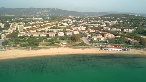 S'Agaró-de-Mar-on-the-Costa-Brava-in-Girona-aerial-drone-images-from-the-sea-soft-movement-to-the-right