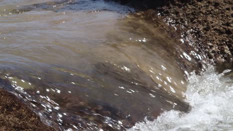 Fast-Flowing-Ocean-Water-Flowing-Over-Rocks-as-Tide-Comes-In-4K