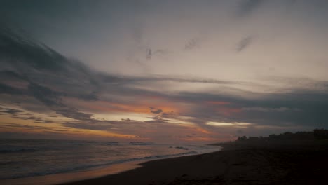 Tranquil-Sunset-Beach-In-El-Paredon,-Guatemala---wide