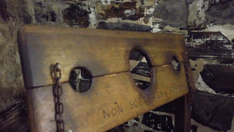 Close-Up-Of-Ancient-Pillory-In-Punishment-Chamber