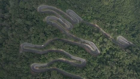 Aerial-Drone-shot-of-Incredible-18-hair-pin-Ben-Road-in-Sri-Lanka