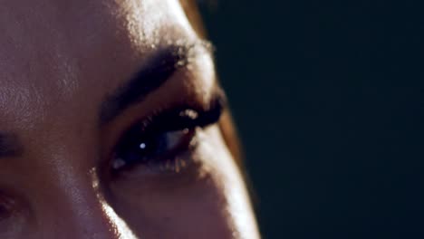 Beautiful-Hispanic-girl-with-blue-eyes,-slow-motion-close-up