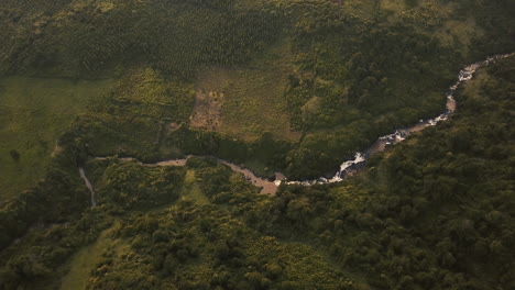Aerial-view-from-above-of-a-torrent-in-the-Rift-Valley,-Kenya,-Africa