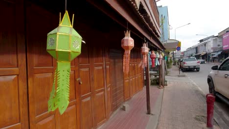 POV-walking-through-street-in-Thailand-with-lantern-decorations