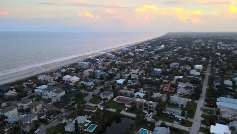 Jacksonville-Beach-Fl-Nachbarschaft-Bei-Sonnenuntergang---Luftverfolgung-Rechts