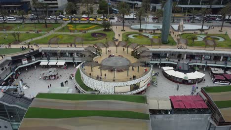 Drone-4k-video-of-a-shopping-center-called-"Larcomar"-in-the-Miraflores-district-of-Lima,-Peru