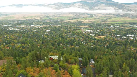 Aerial-view-over-scenic-Ashland,-Oregon.-USA