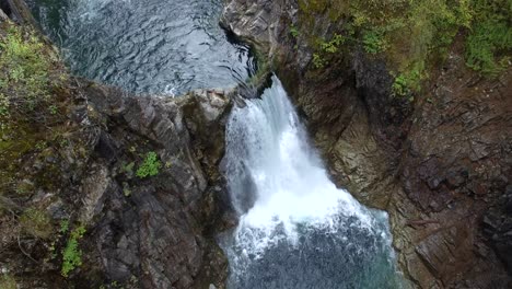 Panorámica-Aérea-Sobre-Little-Qualicum-Falls-En-La-Isla-De-Vancouver