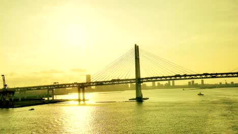 wide-shot-of-the-busy-Japan-yokohama-bridge