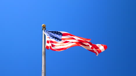 Amerikanische-Flagge-Gegen-Den-Blauen-Himmel