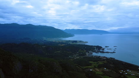 Aerial-of-sunrise-in-Puerto-Montt-National-Park