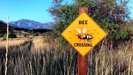 Bee-Crossing-sign-warning-hikers-of-bees-nearby