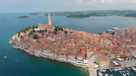 Aerial-shot-of-a-beautiful-European-town-in-Croatia