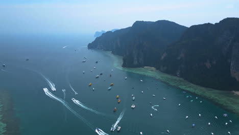 Shot-of-dozen-of-sailing-boats-in-Krabi-in-Thailand