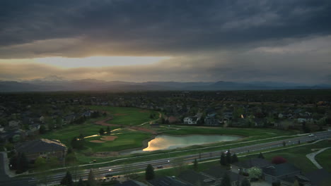 Longmont-Colorado-city-scape-and-ute-creek-golf-course-aerial-view