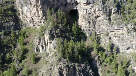 Glenwood-canyon-Colorado-aerial-view-of-cave-strafe