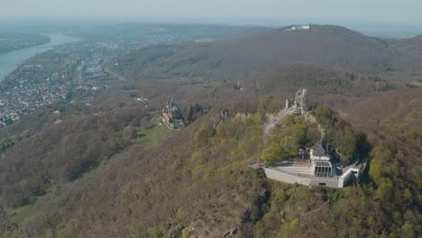 Drone---Aerial-shot-of-the-Drachenfels-with-castle-Drachenburg-and-the-river-rhine-Siebengebirge-near-Bonn---Königswinter-25p
