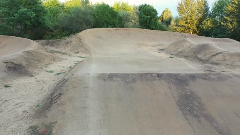 BMX-bike-pump-track-course,-aerial-view