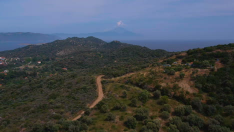 Bird-flight-over-forest-on-Athos-island-in-Greece