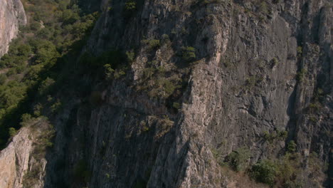 Drone-shot-of-cliff-in-Matka-canyon-in-Macedonia