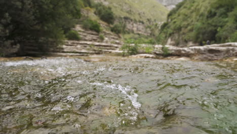River-stream-flows-in-slow-motion-in-Nature-Reserve-Cavagrande,-Sicily