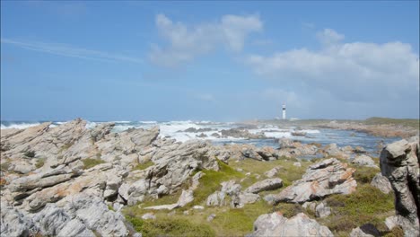 slow-pan-of-Cape-Hangklip-lighthouse-and-beautiful-rocky-landscape