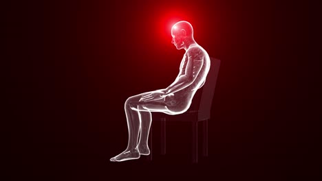 Anatomie---Sitzend---Frontaler-Kortex-Rote-Leuchtanzeige