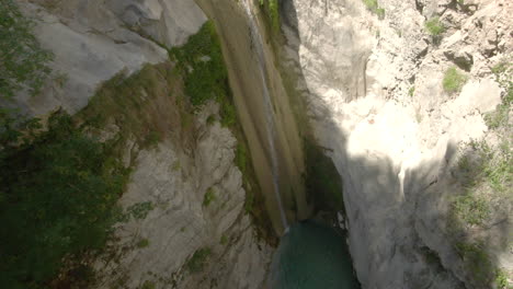 Aerial-view-of-Dimosari-Waterfall-in-Lefkada