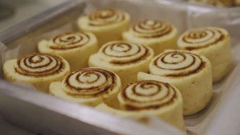 Baking-Tray-With-Parchment-Paper-Full-Of-Cinnamon-Rolls
