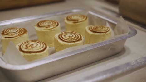 Baking-Tray-With-Cinnamon-Rolls-Dough-Ready-For-Baking