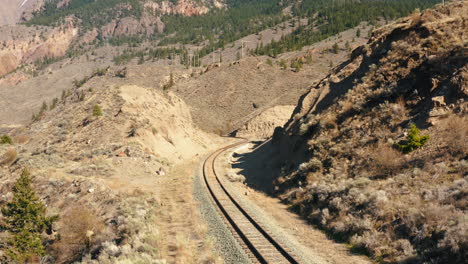 Aerial-pushing-in-over-desert-train-tracks