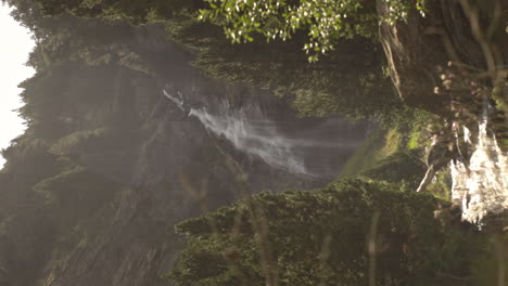 Beautiful-waterfall-in-Venosc,-French-Alps,-France,-slow-motion-vertical-video