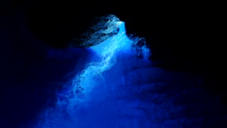 Blue-lava-flows-from-another-world's-volcano,-capture-live-on-video