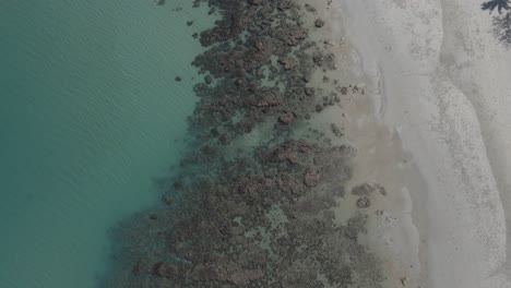 Fondos-Marinos-Rocosos-Bajo-Aguas-Cristalinas-En-Myall-Beach-En-Qld,-Australia