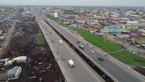 Welcome-to-Lagos-Nigeria,-The-famous-Lagos-Ibadan-Expressway-connecting-Ogun-State-and-Lagos-State