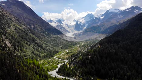 Aerial:-alpine-glacier-in-the-alps
