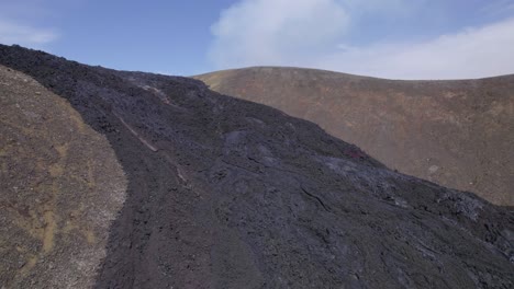 Aerial-of-Volcanic-Lava-Field-During-Geldingadalir-Volcano-Eruption-In-Iceland---drone-pullback