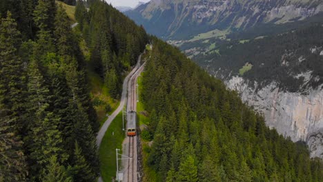 Antena:-Pequeño-Tren-De-Montaña-En-La-Región-De-Jungfraujoch-2
