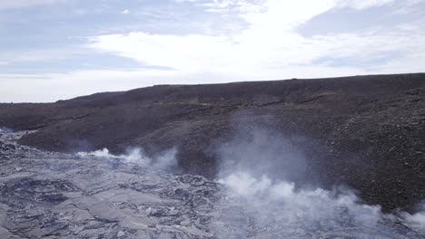Volcanic-Gas-Rising-From-Solidified-Magma-Due-To-Eruption-Of-Geldingadalir-Volcano-In-Iceland