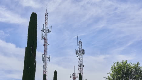Time-lapse-of-telecommunication-antenna,-5G-cell-phone-network-for-mobile-connectivity