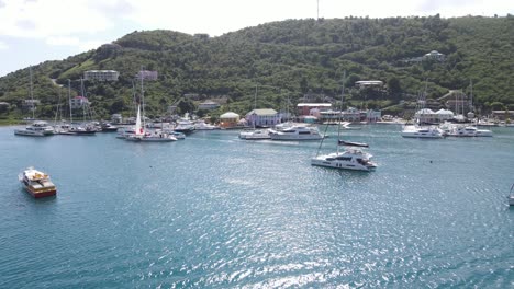 Soper's-Hole-marina-in-the-British-Virgin-Islands,-one-of-the-first-areas-you-see-when-entering-the-islands