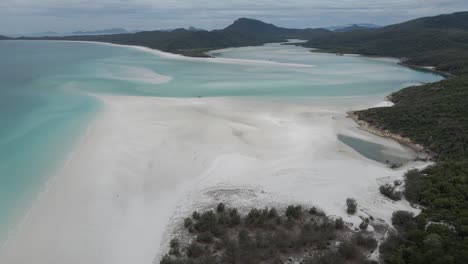 Weißer-Sand-Und-Türkisfarbenes-Wasser-Von-Whitehaven-Beach---Whitsunday-Island-Beach-In-Qld,-Australien
