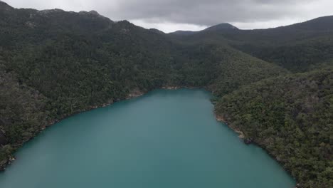 Nara-Inlet-With-Uninhabited-Hook-Island-And-Tropical-Rainforest-From-Above---Whitsunday,-QLD,-Australia